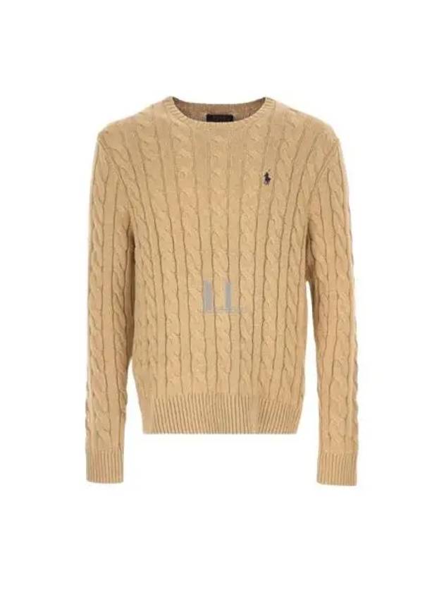 Embroidery Logo Cable Knit Top Brown - POLO RALPH LAUREN - BALAAN 2