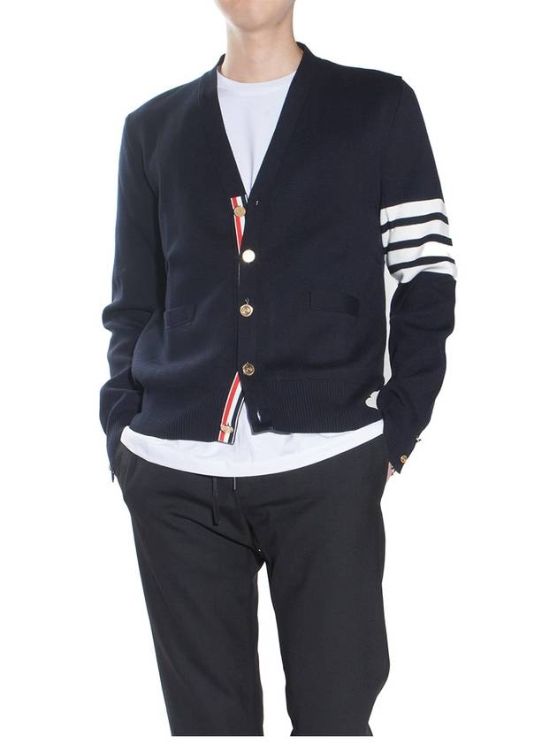 Milano Stitch 4 Bar Cardigan Navy - THOM BROWNE - BALAAN 5