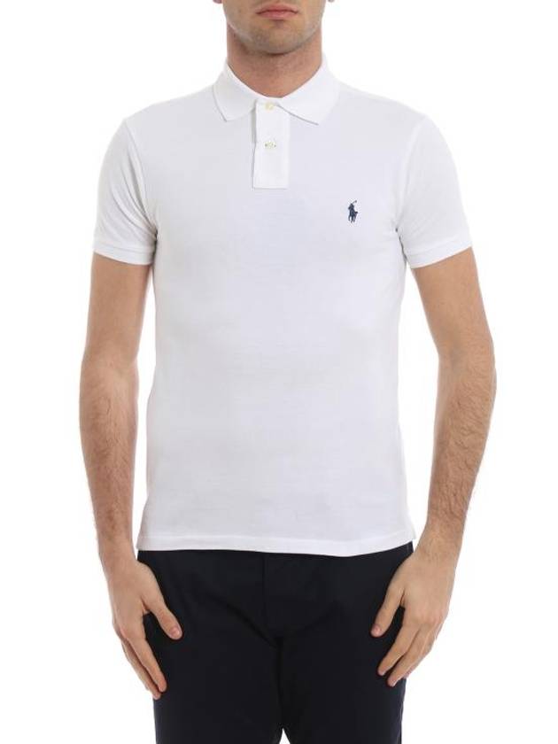 Logo Slim Fit Short Sleeve Polo Shirt White - POLO RALPH LAUREN - BALAAN 4