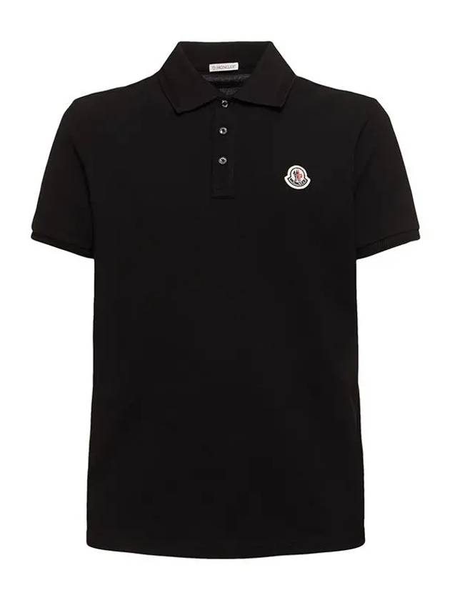 Logo Patch Short Sleeve Polo Shirt Black - MONCLER - BALAAN 2