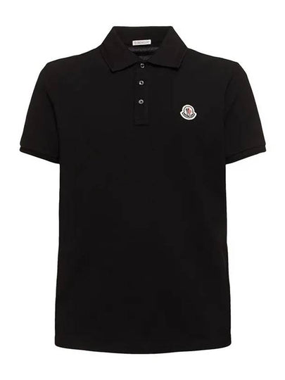 Logo Patch Short Sleeve Polo Shirt Black - MONCLER - BALAAN 2