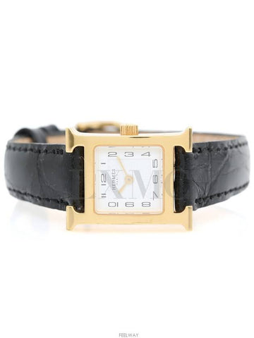 H OUR Watch Heure Small Black Gold Plated - HERMES - BALAAN 1