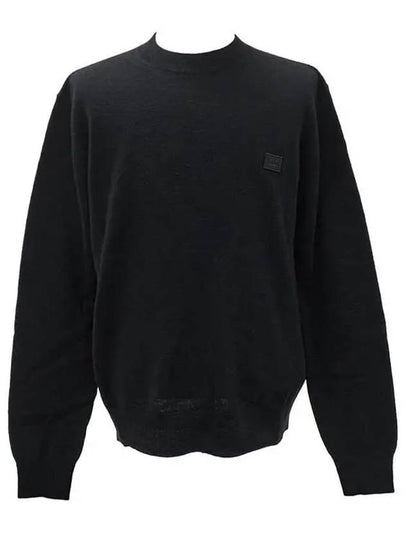 Face Patch Crew Neck Knit Top Black - ACNE STUDIOS - BALAAN 2