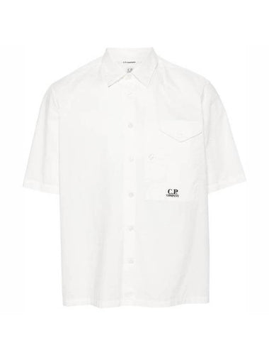 Cotton Popeline Short Sleeve Shirt White - CP COMPANY - BALAAN 1