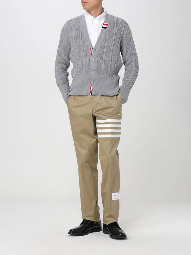 Cable Knitwear Virgin Wool Cardigan Grey - THOM BROWNE - BALAAN 3