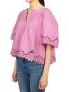 Women's Cotton Short Sleeve Blouse Pink - VANESSA BRUNO - BALAAN 3