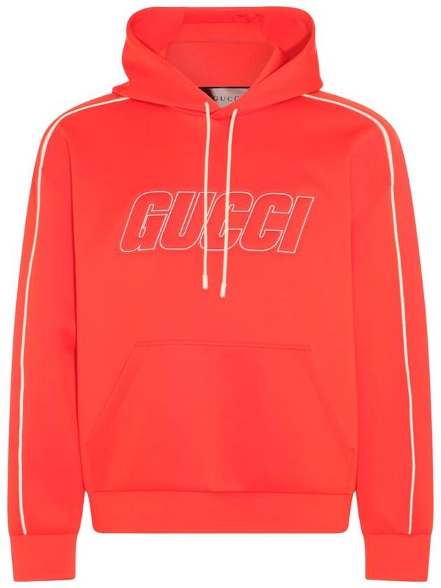 Neoprene Logo Drawstring Hoodie Coral - GUCCI - BALAAN 1