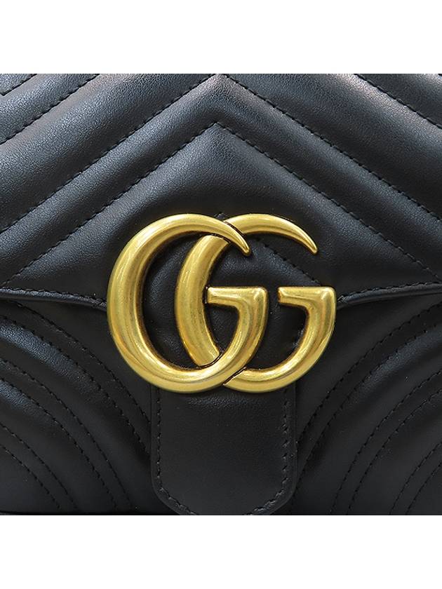 Gucci 739682 GG Marmont gold logo black leather mini matelass chain shoulder bag - GUCCI - BALAAN 5