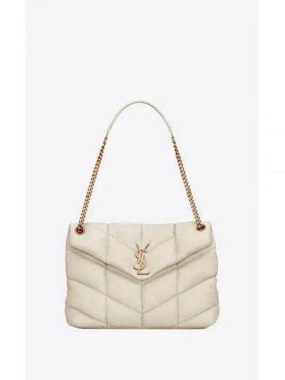 Puffer Quilted Lambskin Medium Chain Shoulder Bag Blanc Vintage - SAINT LAURENT - BALAAN 2