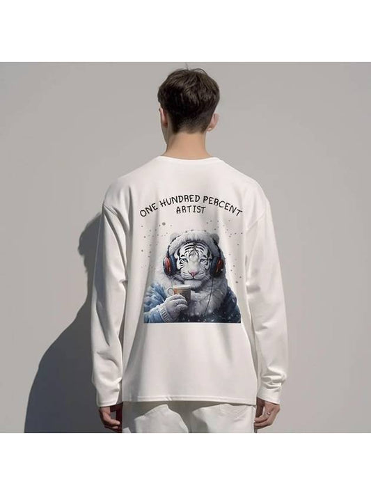 OHP x HARMONIA beye-catching white tiger basic long-sleeved t-shirt - ONEHUNDREDPERCENT - BALAAN 1