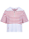 Big collar striped t-shirt MW3ME103RED - P_LABEL - BALAAN 11