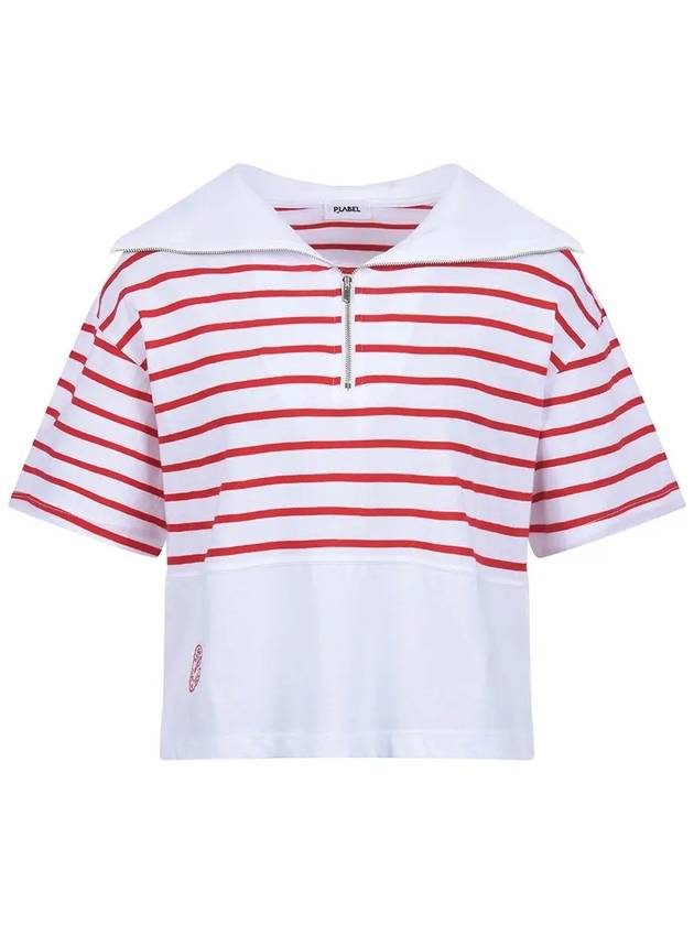 Big collar striped t-shirt MW3ME103RED - P_LABEL - BALAAN 11