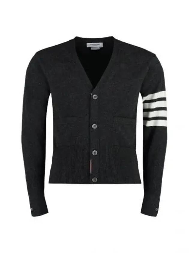 Men's Diagonal Classic Cashmere Cardigan Dark Grey - THOM BROWNE - BALAAN 2