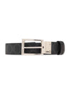 Rectangular Buckle Reversible Leather Belt Black Blue - GUCCI - BALAAN 2