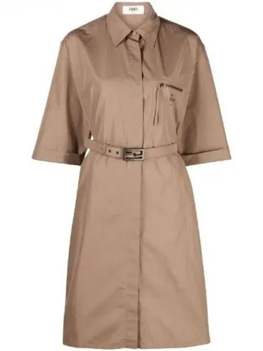 Chest logo FF belted shirt dress 271728 - FENDI - BALAAN 1