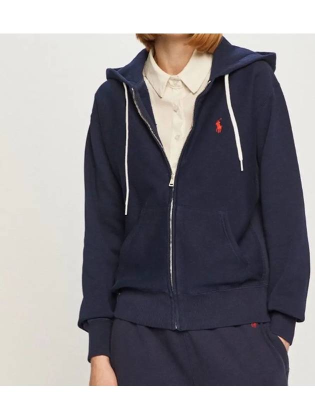 Embroidered Logo Zip Up Hoodie Navy - POLO RALPH LAUREN - BALAAN 3