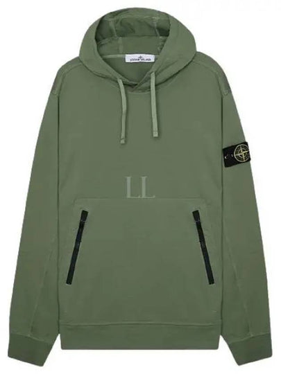 Cotton Waffen Patch Hoodie Sage Green - STONE ISLAND - BALAAN 2