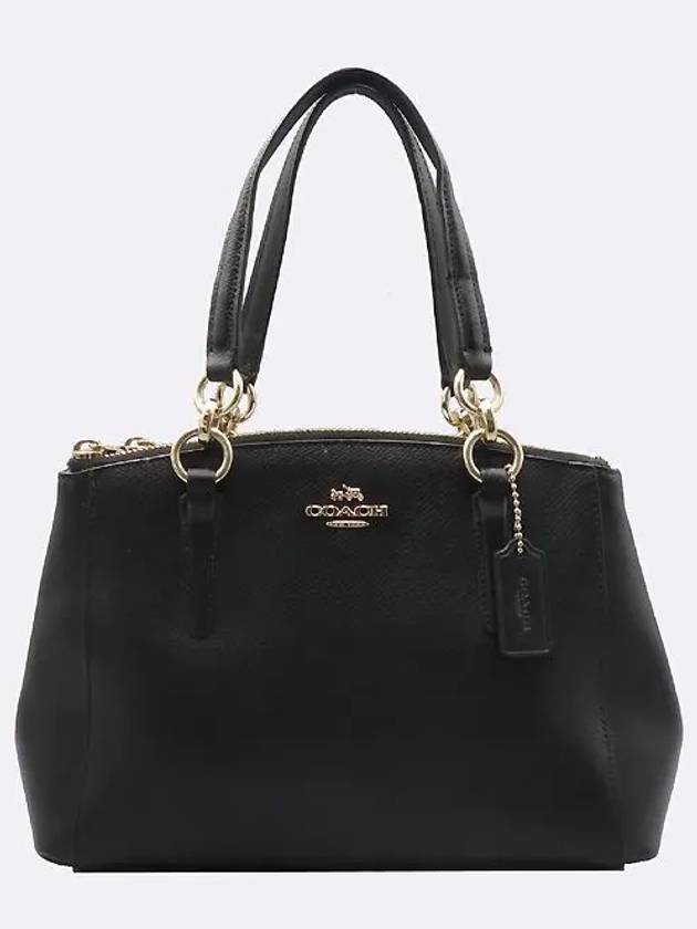 F36704 Mini Christie Carryall Black Leather Gold Logo Decorated Tote Bag - COACH - BALAAN 1