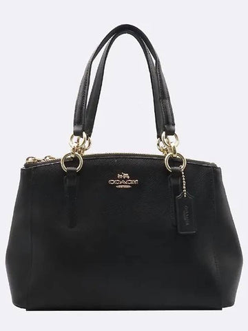 F36704 Mini Christie Carryall Black Leather Gold Logo Decorated Tote Bag - COACH - BALAAN 1