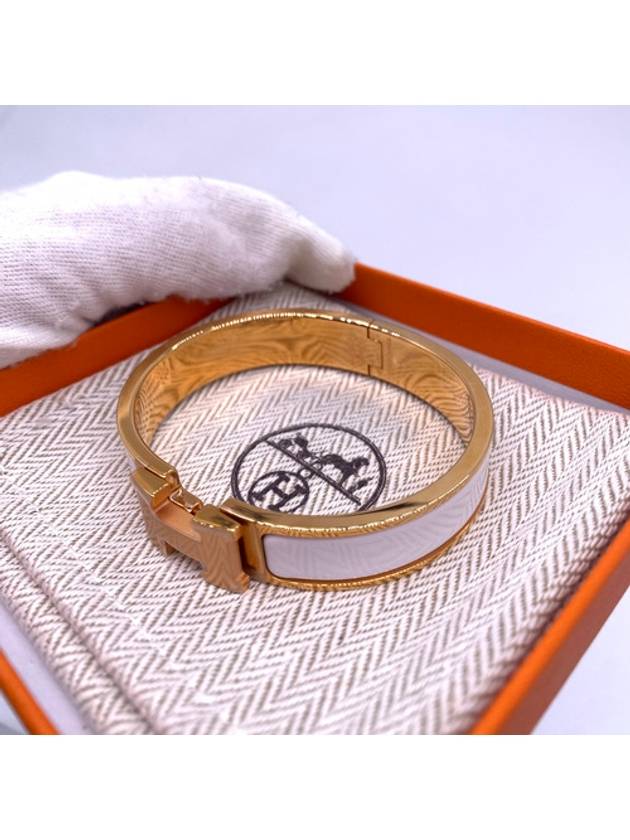 Clic H Bracelet Rose Gold Blanc - HERMES - BALAAN 7