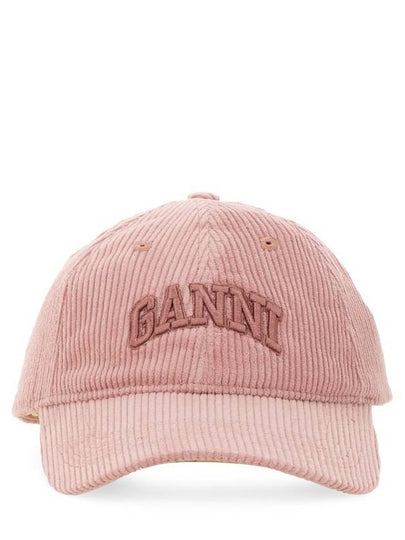 Embroidered Logo Corduroy Ball Cap Pink - GANNI - BALAAN 2