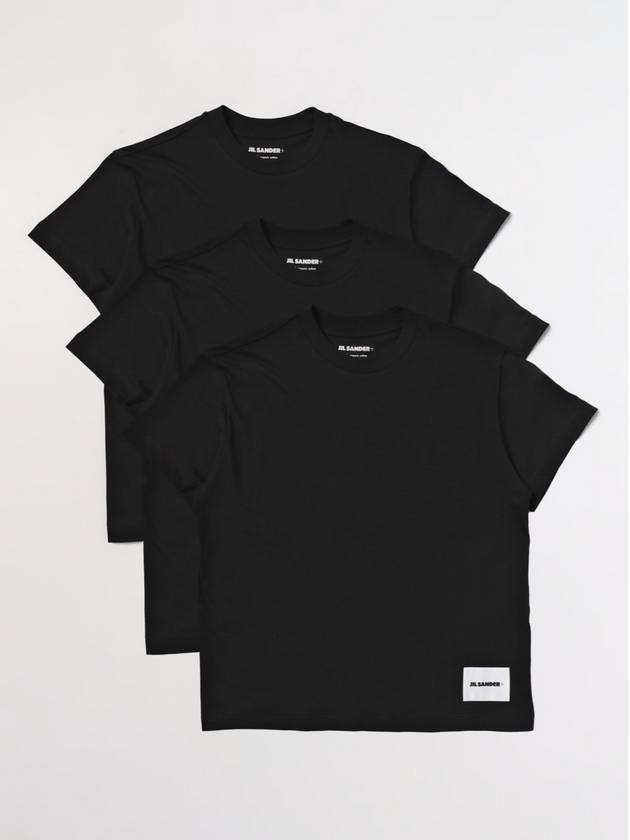 Logo Label Cotton 3 Pack Short Sleeve T-Shirt Black - JIL SANDER - BALAAN 3