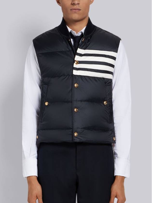 Men's Matte Diagonal Nylon Down Padded Vest Navy - THOM BROWNE - BALAAN 2