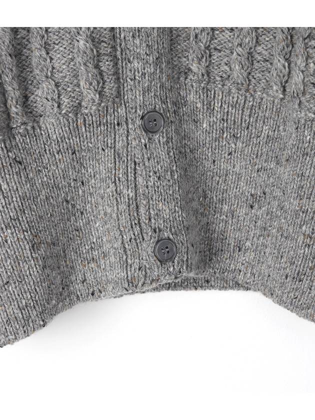 Donegal Twist Cable 4 Bar Classic V Neck Cardigan Light Grey - THOM BROWNE - BALAAN 8