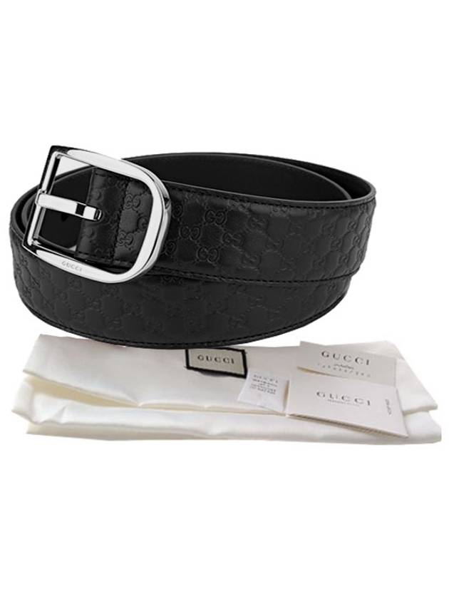 GG Microssima Leather Belt Black - GUCCI - BALAAN 8