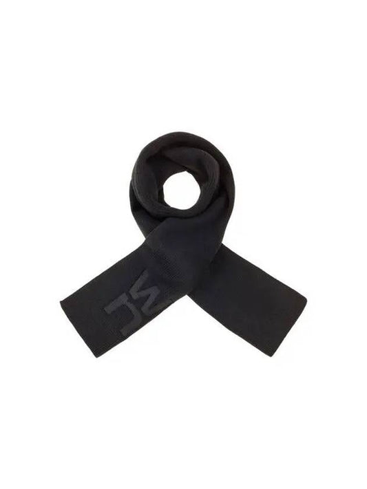 Debossed Logo Knit Scarf Black 271858 - ALEXANDER WANG - BALAAN 1