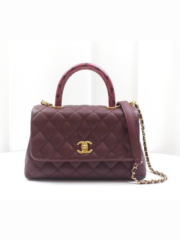 Coco Handle Lizard Caviar Small Burgundy Flap Bag 26th A92990 - CHANEL - BALAAN 1