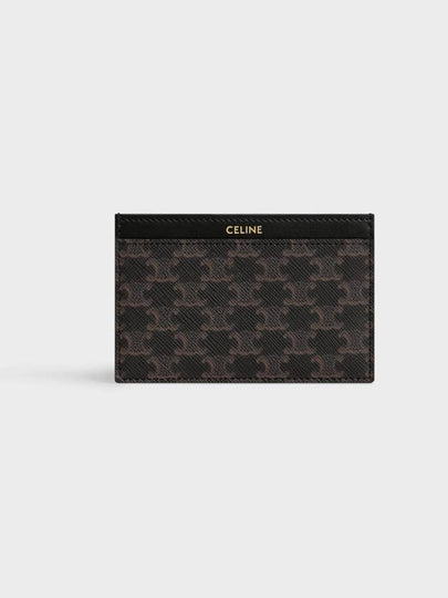 Card Holder in Triomphe Canvas and Calfskin Black - CELINE - BALAAN 2