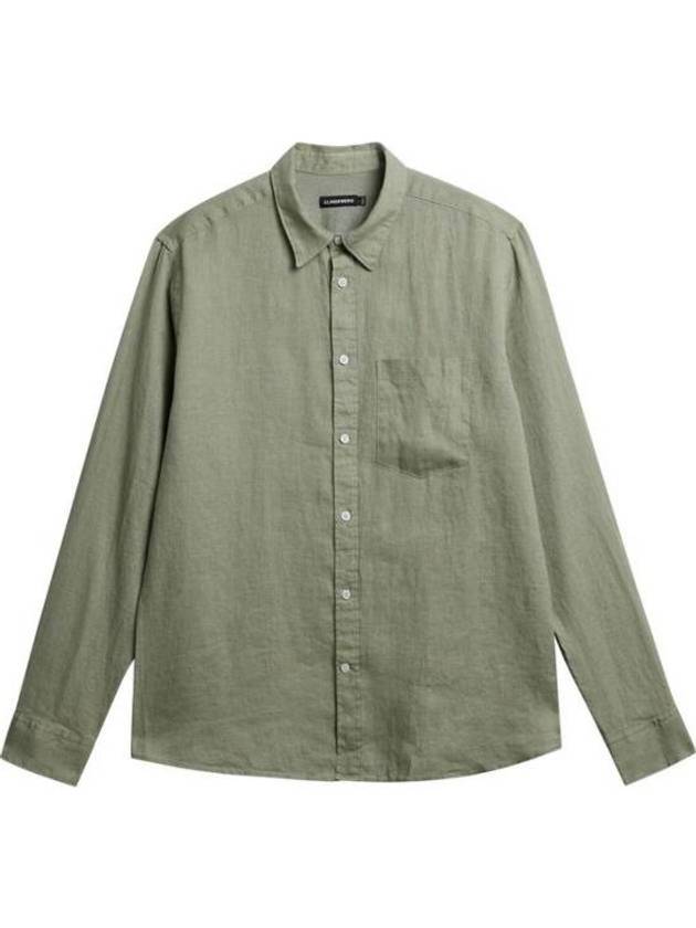 Regular Clean Linen Long Sleeve Shirt Oil Green - J.LINDEBERG - BALAAN 2