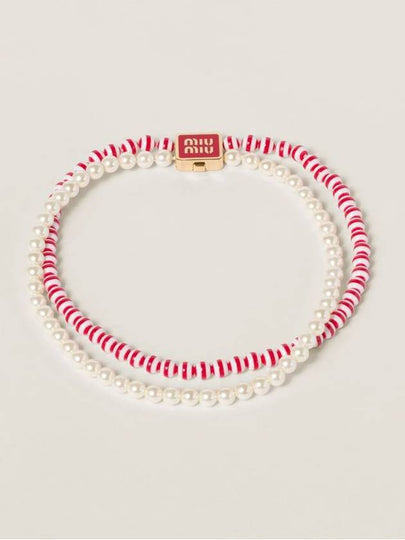 Metal Faux Pearl Choker Red - MIU MIU - BALAAN 2