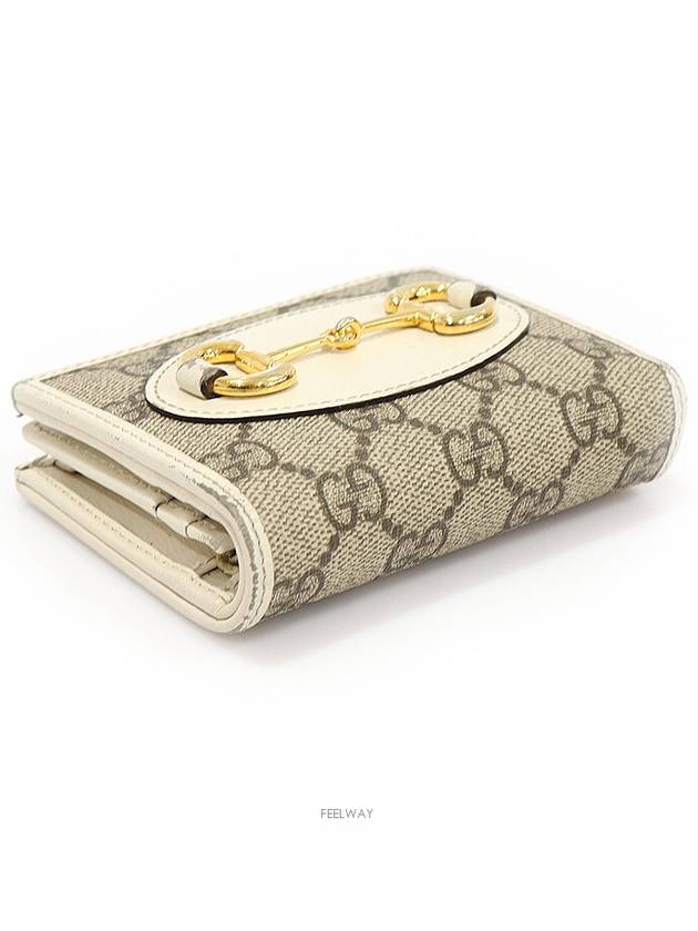 621887 GG Supreme Canvas White Leather Gold Plated Horsebit 1955 Card Case Wallet - GUCCI - BALAAN 3