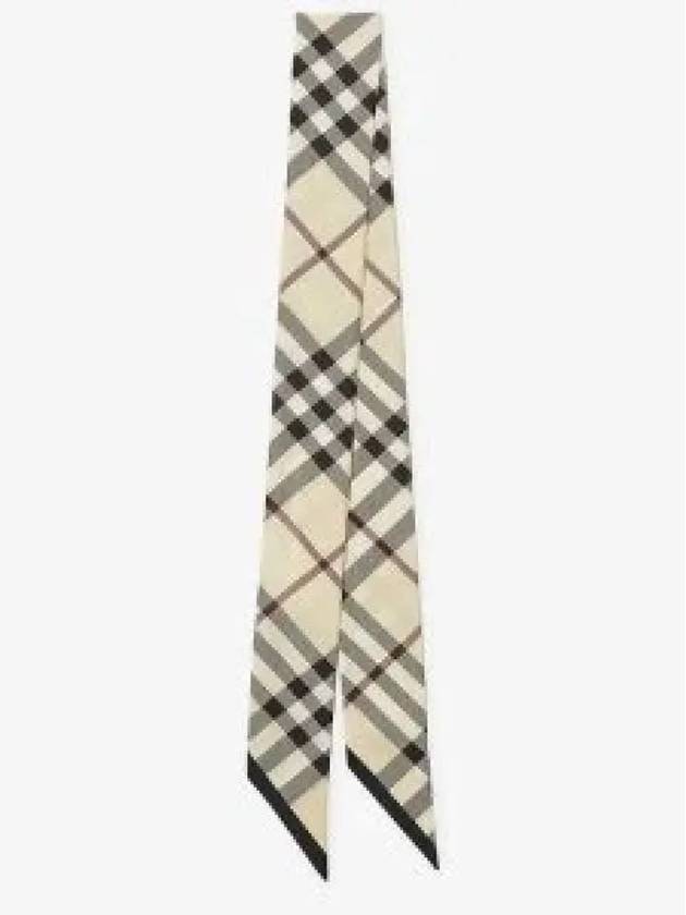 Skinny Check Silk Scarf Stone - BURBERRY - BALAAN 2