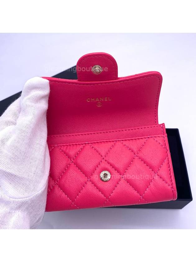 Classic Lambskin Flap Card Holder Red Champagne Gold - CHANEL - BALAAN 5