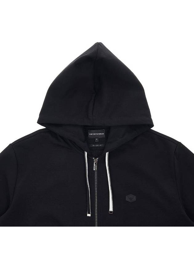 Men's Logo Hooded Zip-Up Black - EMPORIO ARMANI - BALAAN.