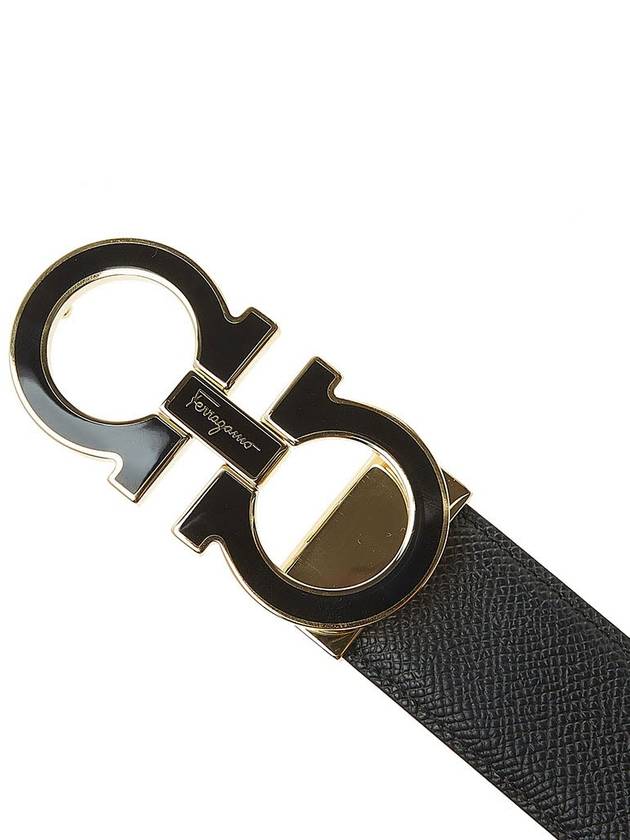 Gancini Metal Logo Leather Belt Black - SALVATORE FERRAGAMO - BALAAN 7