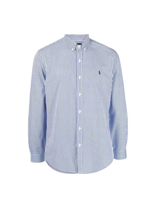 Custom Fit Striped Long Sleeve Shirt Blue - POLO RALPH LAUREN - BALAAN.