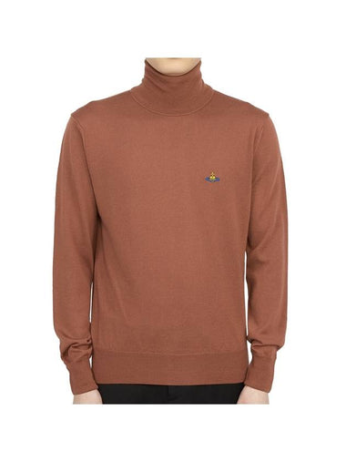 Men's Embroidered Logo Knit Turtleneck Brown - VIVIENNE WESTWOOD - BALAAN 1