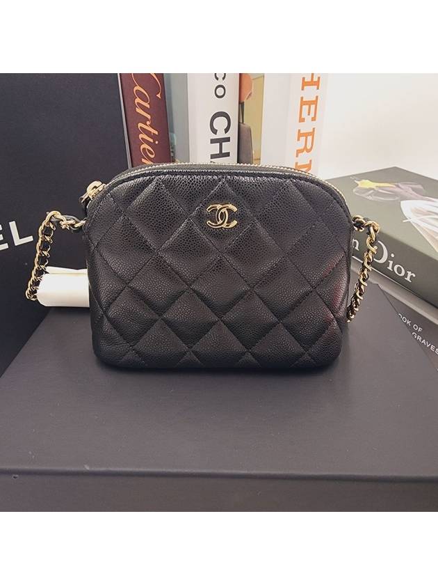 Classic Half Moon Mini Bag Caviar Pouch Cross Black AP4000 - CHANEL - BALAAN 3