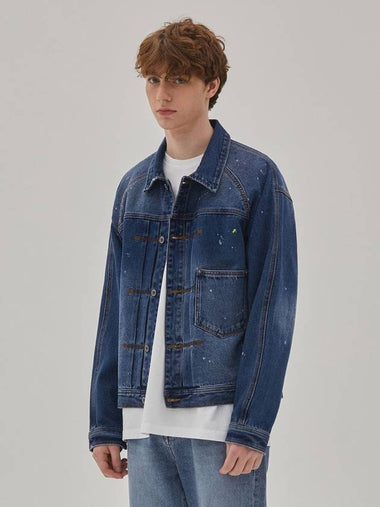 Printed Raglan Sleeve Denim Jacket Indigo - CORK - BALAAN 1