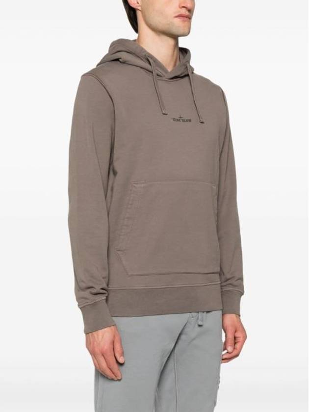 Logo Print Cotton Hoodie Brown - STONE ISLAND - BALAAN 5