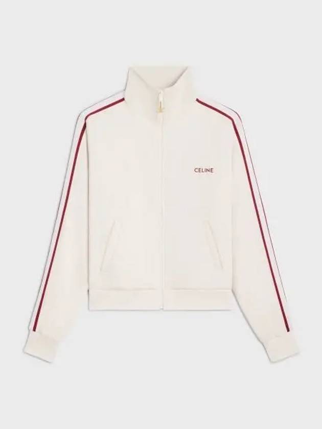 Embroidered Logo Double Face Jersey Track Jacket Ecru - CELINE - BALAAN 2