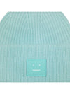 Face Patch Ribbed Wool Beanie Turquoise Blue - ACNE STUDIOS - BALAAN 5