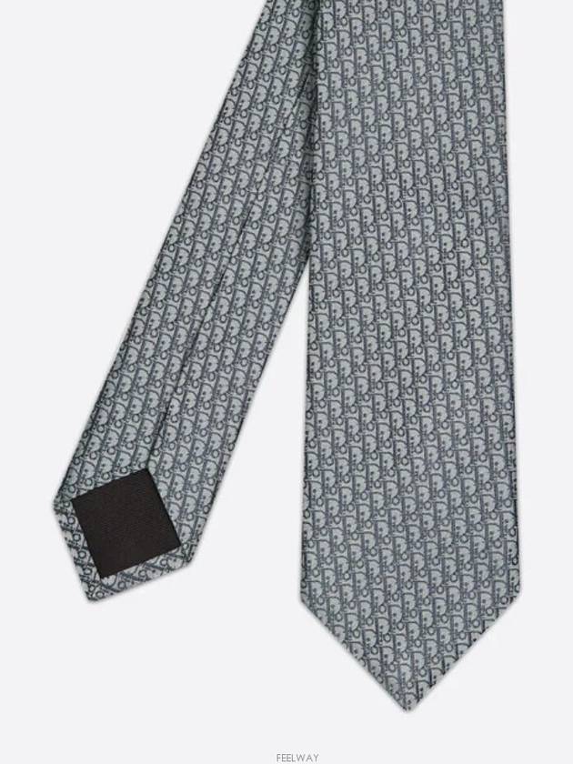 OBLIQUE Tie Gray Silk - DIOR - BALAAN 3