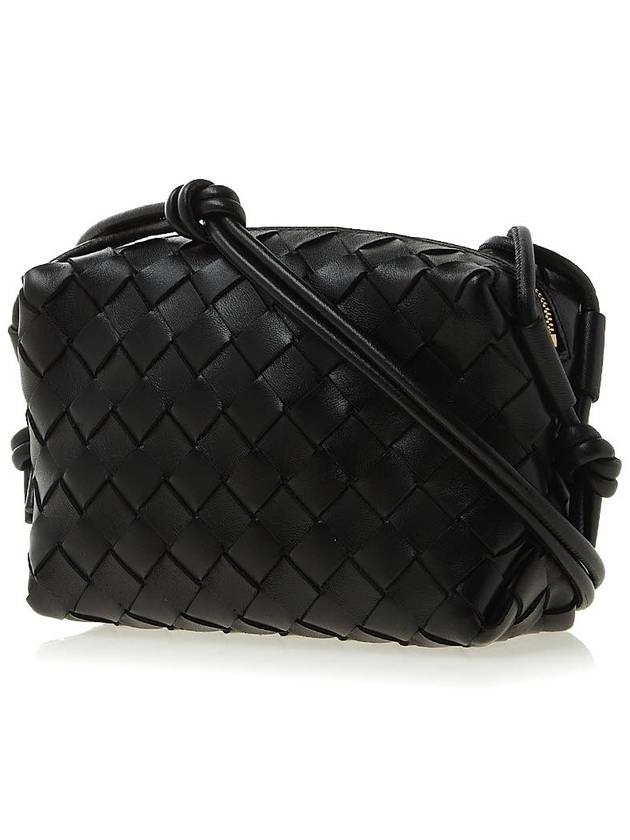 Intrecciato Loop Small Leather Cross Bag Black - BOTTEGA VENETA - BALAAN 3