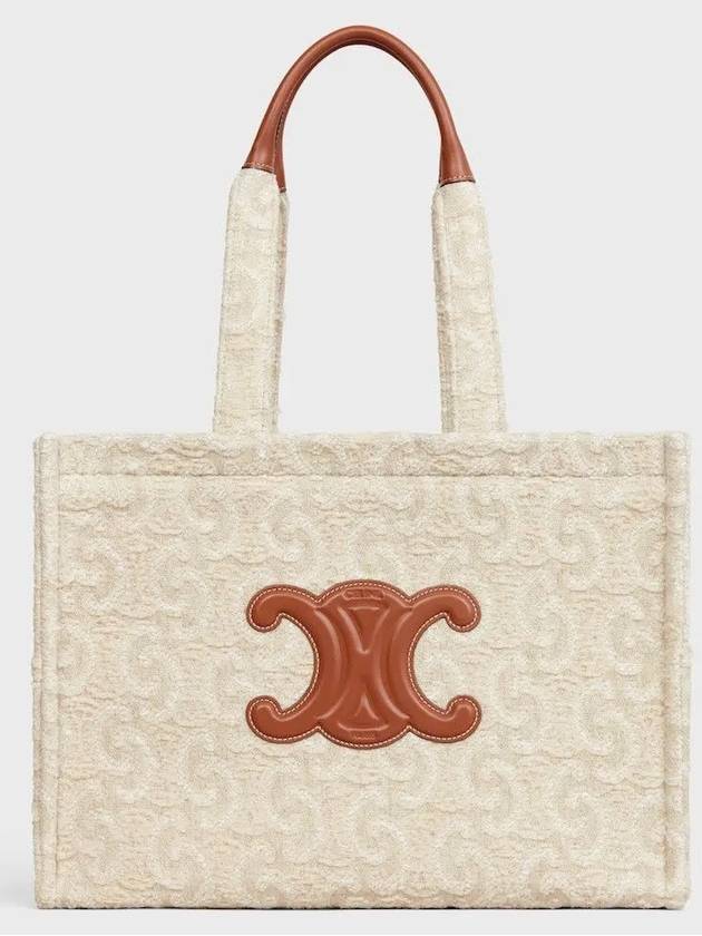 Textile Triomphe All Over Large Cabas Thais Tote Bag Natural Tan - CELINE - BALAAN 2