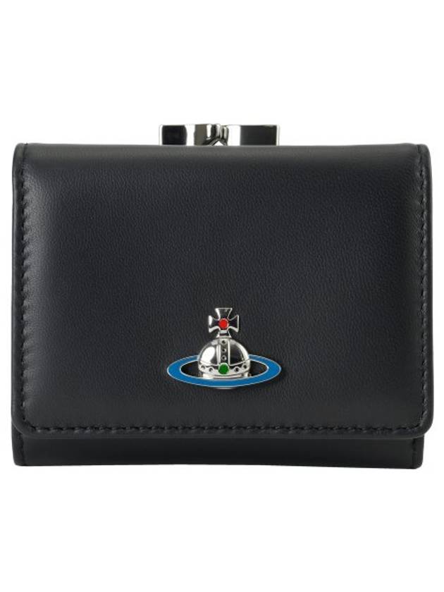 Small Frame Leather Half Wallet Black - VIVIENNE WESTWOOD - BALAAN 2